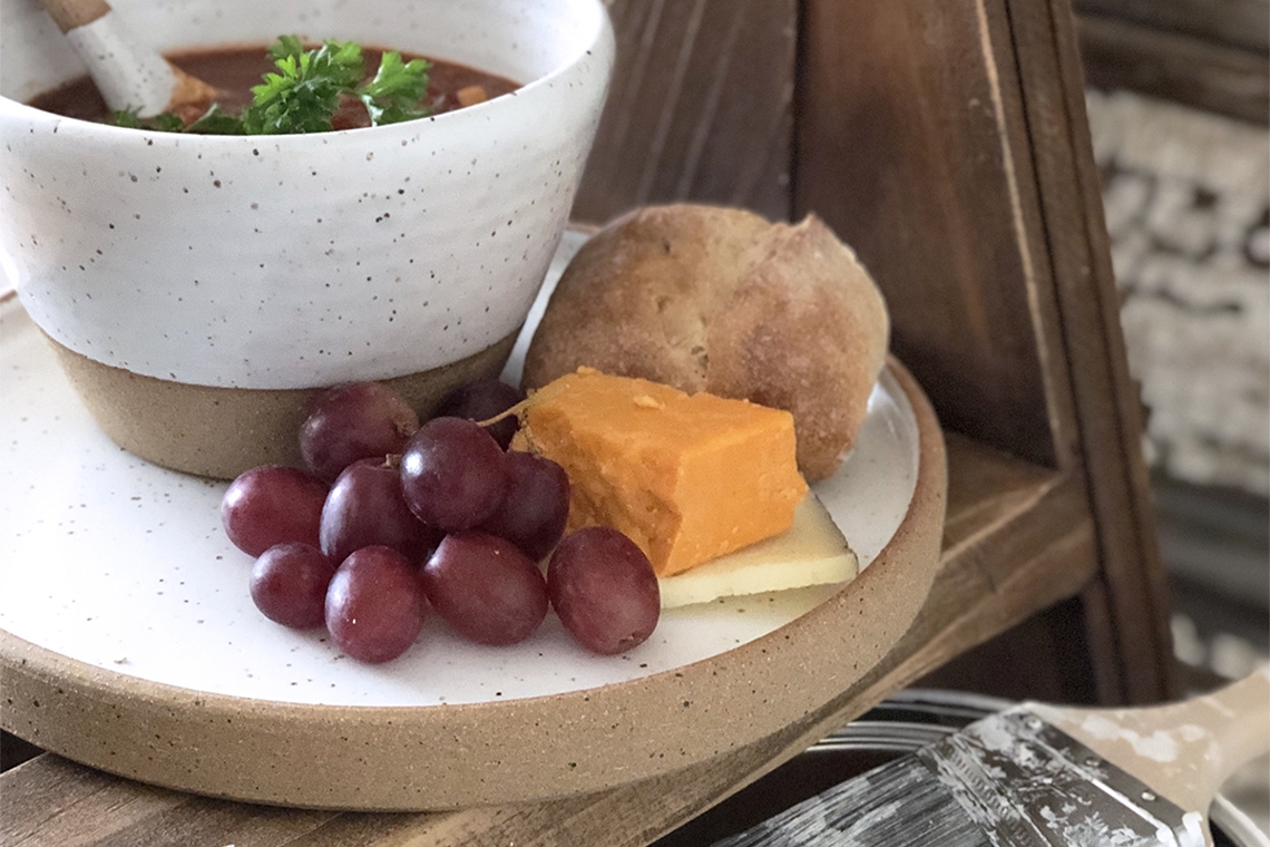 stoneware soup bowl and plate